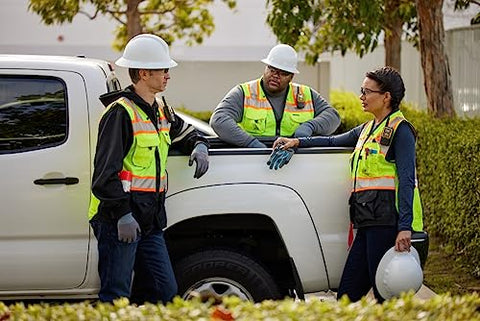 Kishigo Premium Black Series surveyors vest heavy-duty front bottom for durability.