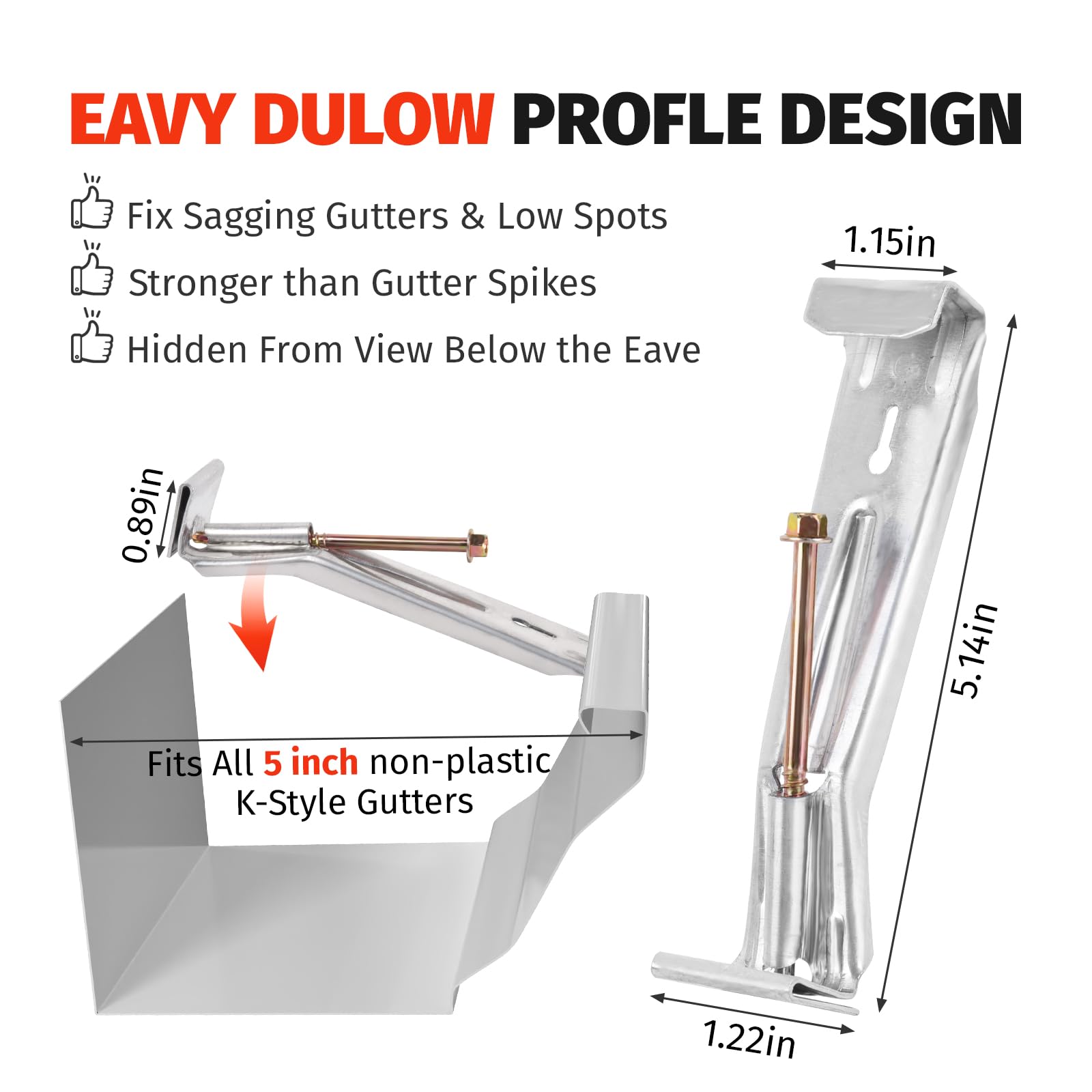 KishYa 5-inch gutter hangers showcase sturdy aluminum construction for durable performance.