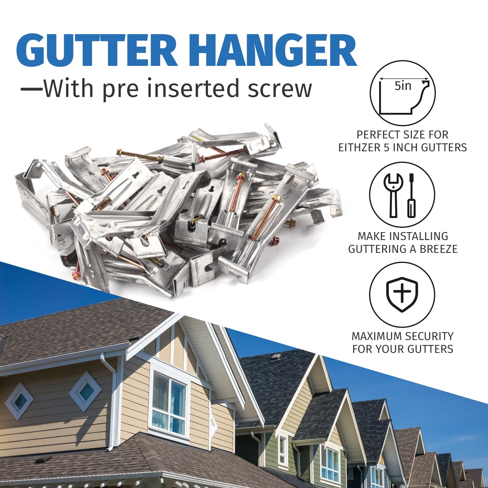 KishYa self-piercing screws included for easy, tool-friendly installation on metal gutters.