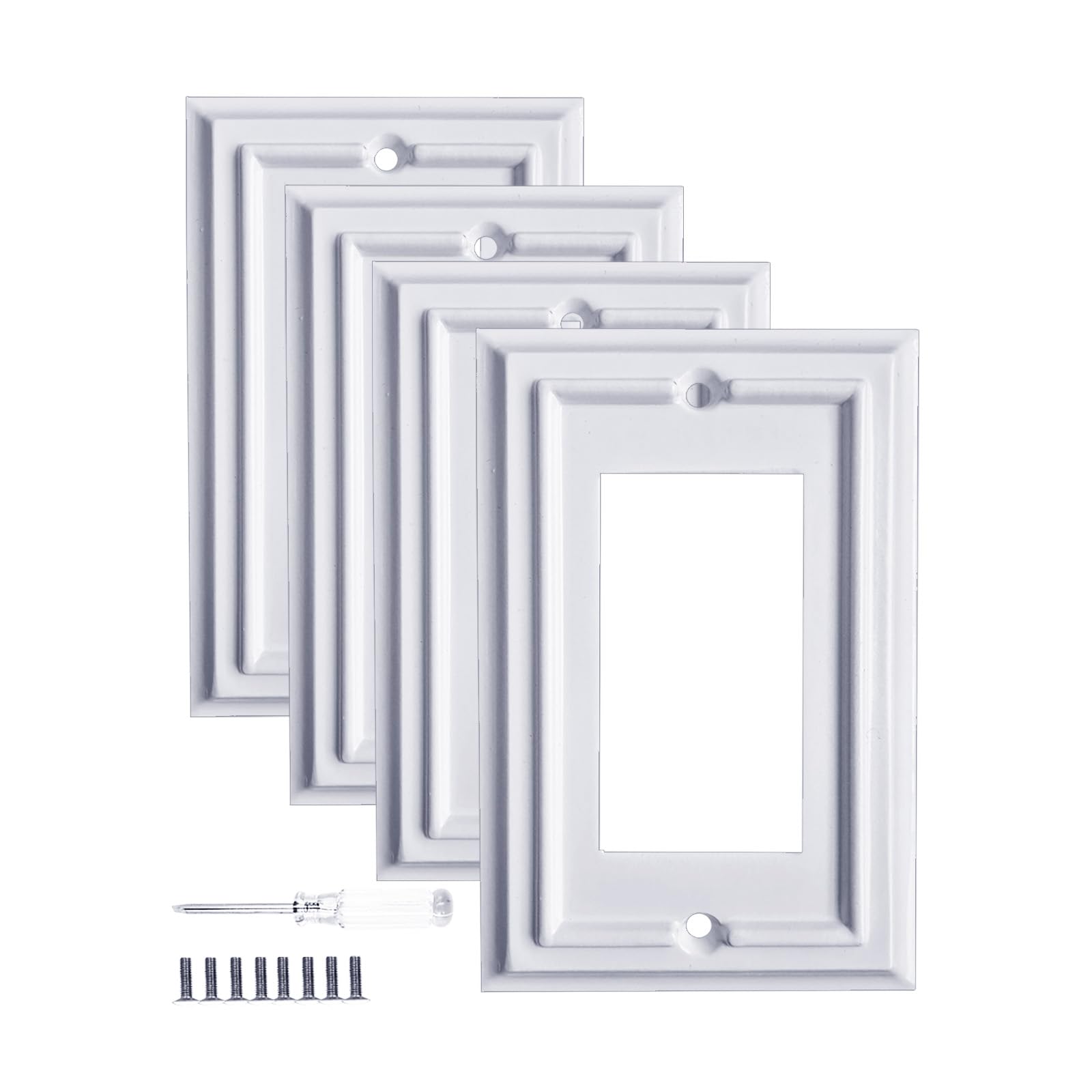 Kisrvopn Pure White wall plate closeup with smooth bamboo-fiber finish for modern interiors.