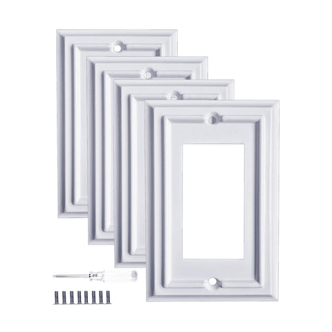 Kisrvopn Pure White wall plate closeup with smooth bamboo-fiber finish for modern interiors.
