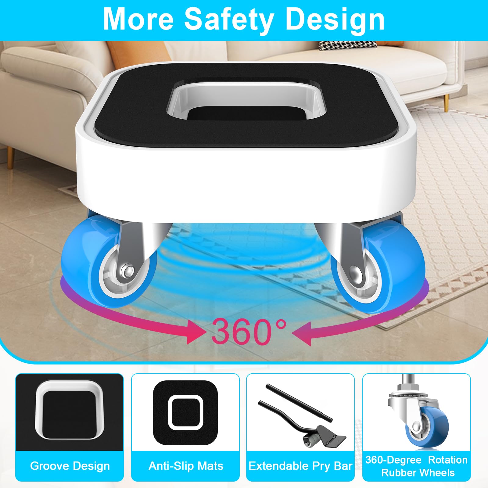 Kiss Core anti-slip pads prevent shifting during relocation on wood or tile floors