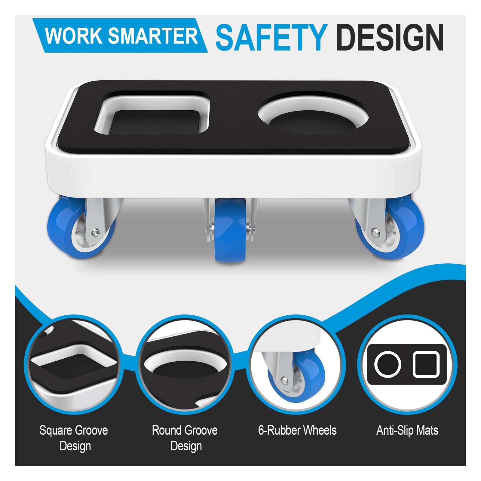 Kiss Core dolly with six wheels enables smooth 360-degree maneuvers.