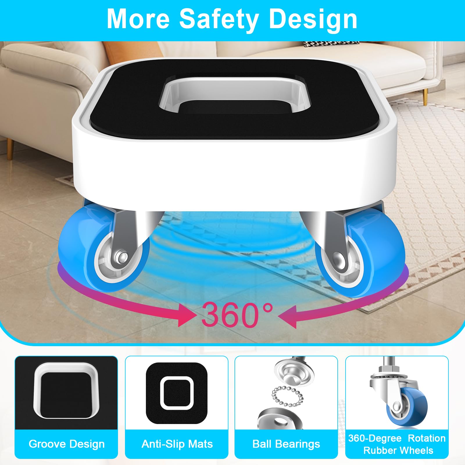 Kiss Core furniture dolly set of 4 with anti-slip pads for secure moves