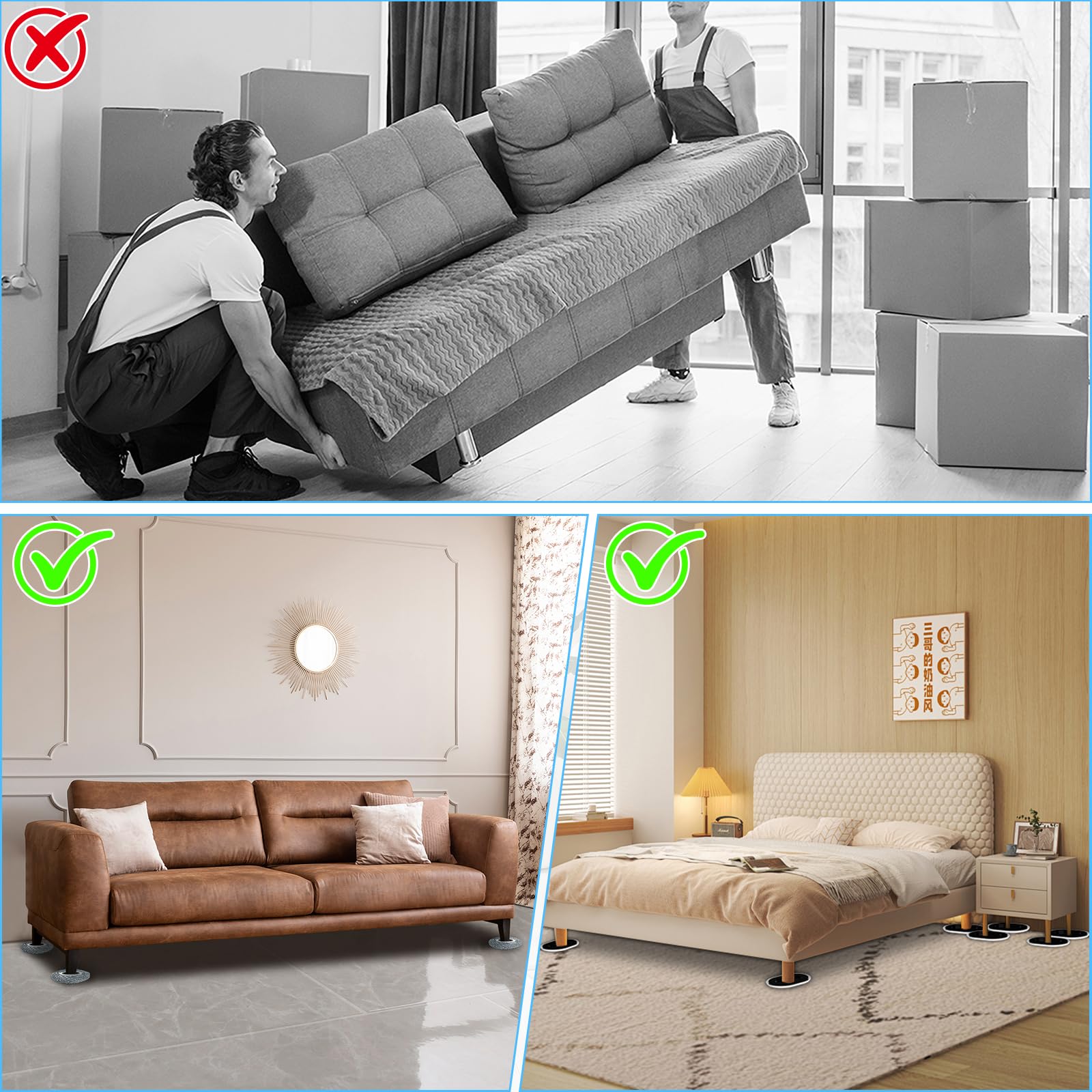 Kiss Core easy-to-use kit reduces back strain during rearrangements.