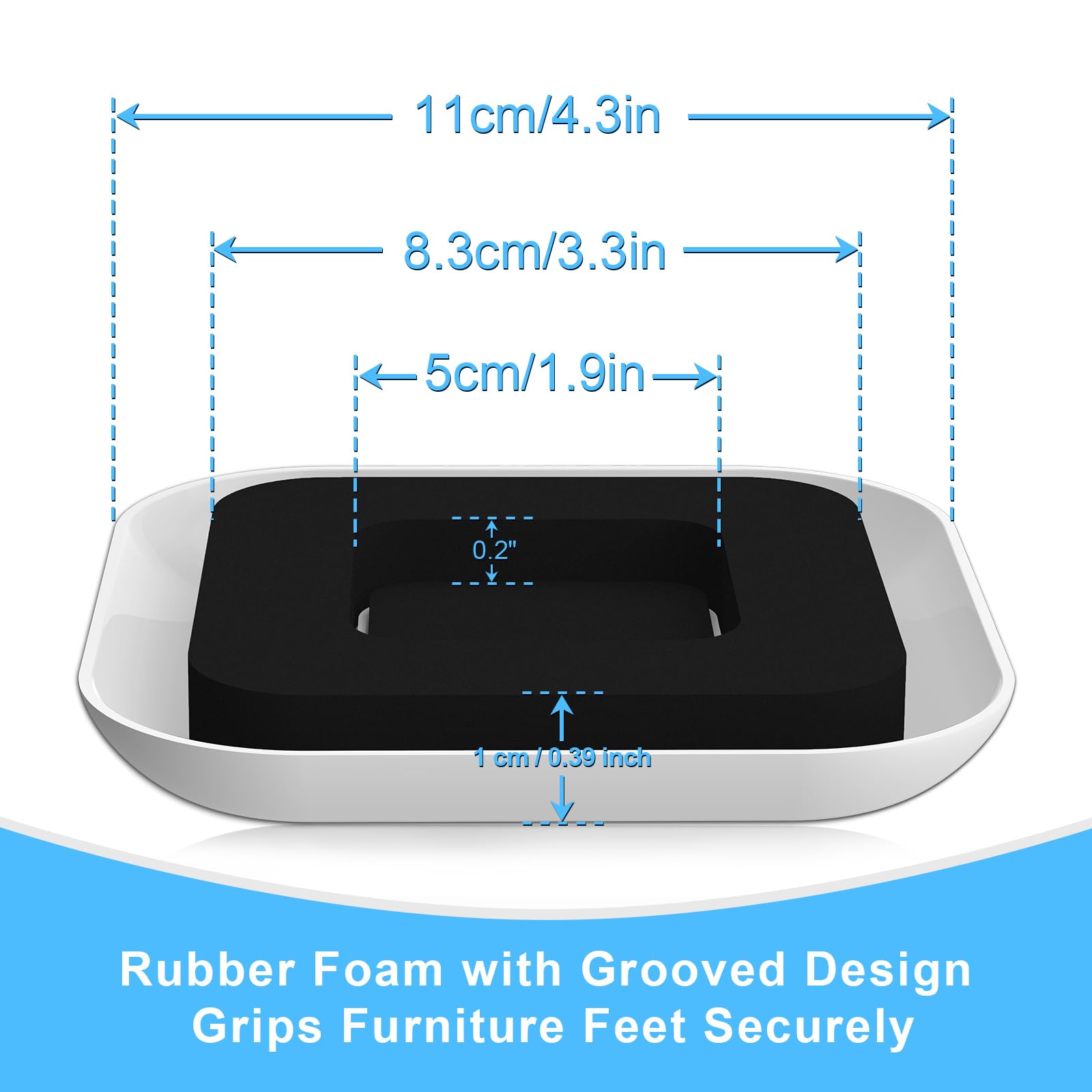 Kiss Core groove-design sliders for carpets, improved grip and reduced dent risk on floors.
