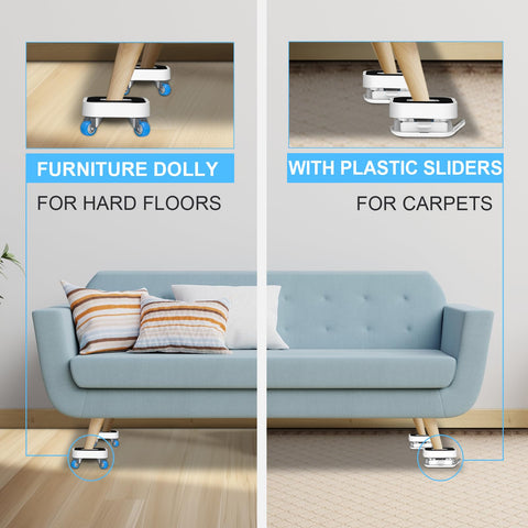 Kiss Core carpet-grip sliders with grooves for easy carpet movement.