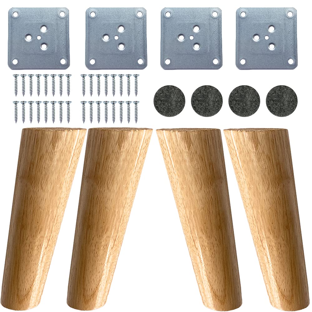 KITEVICH 6 inch solid wood sofa legs in walnut finish for stability and style.