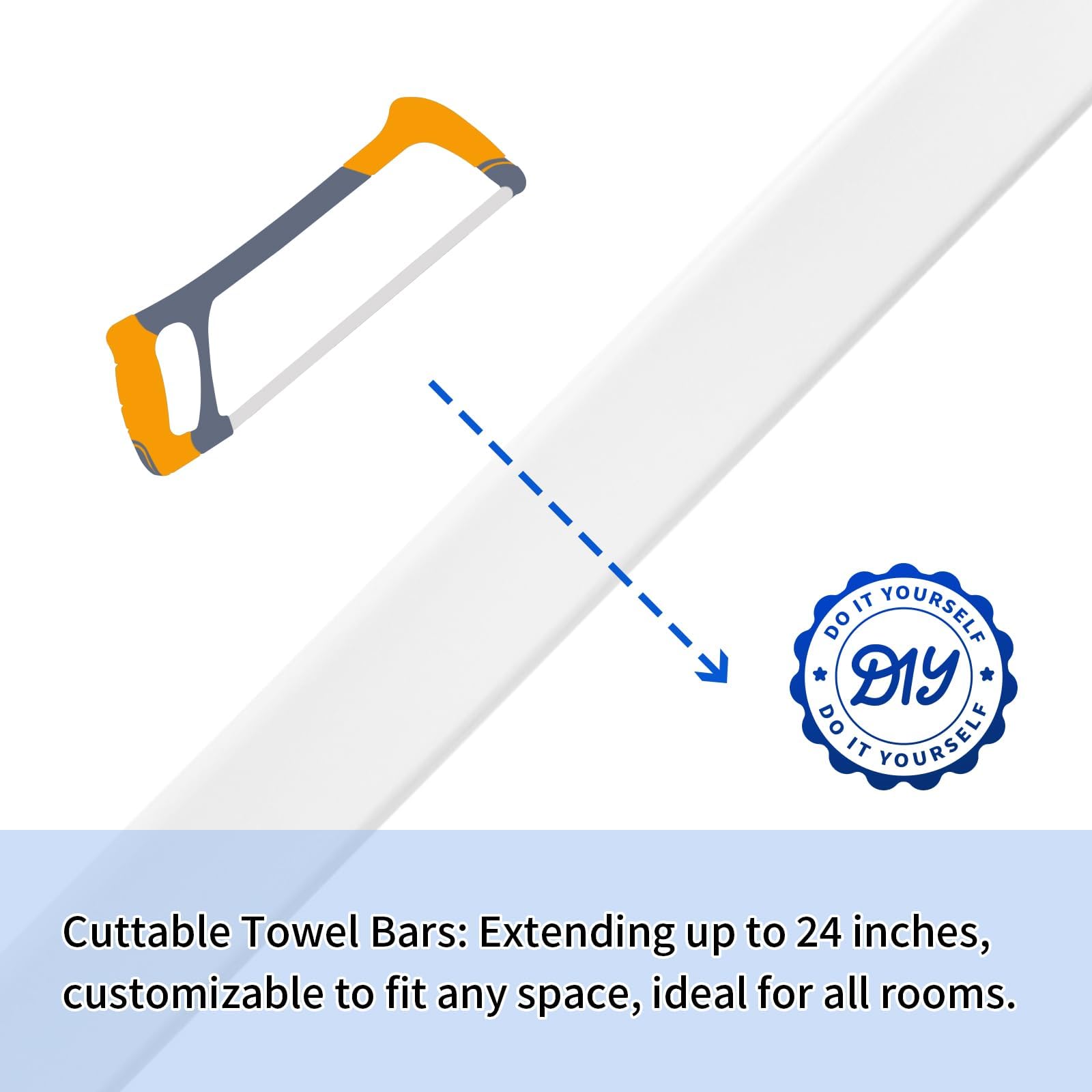 KitFit towel bar with spring end features a durable white finish