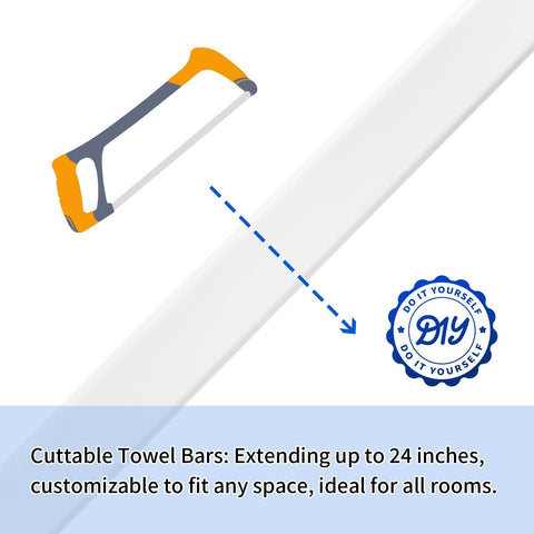 KitFit towel bar with spring end features a durable white finish