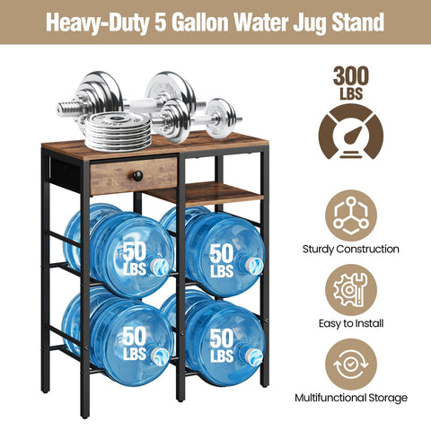 KITIVIALA vertical storage for four 5-gallon jugs saves floor space