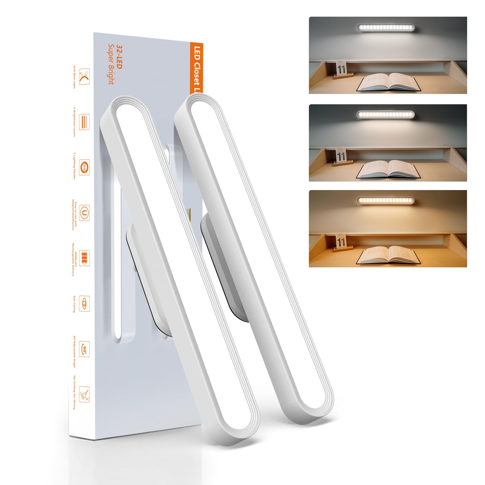Kitloo closet lights 2-pack illuminate cabinets with long-lasting battery powered convenience.