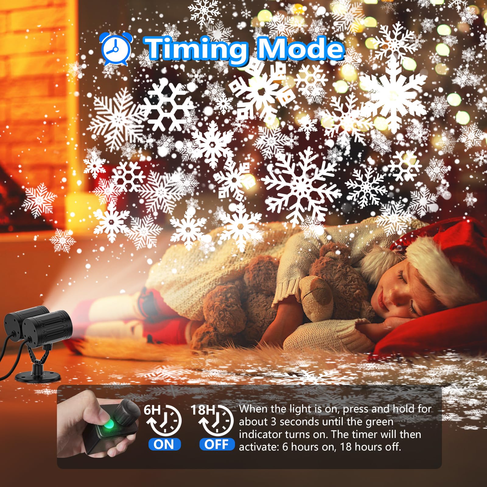 Kitloo outdoor snowflake projector with four patterns covers a wide area