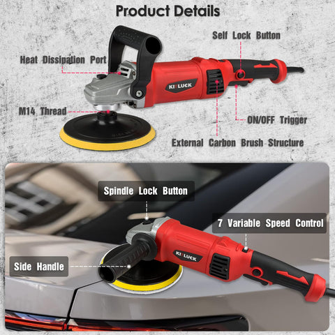 KITLUCK Buffer Polisher with 7 inch foam pad ready for finishing