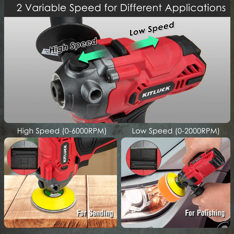 KITLUCK cordless buffer polisher battery pack ready for on-demand work.
