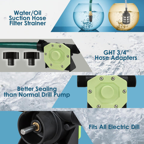 KITLUCK drill water pump portable design offers compact, quiet performance.