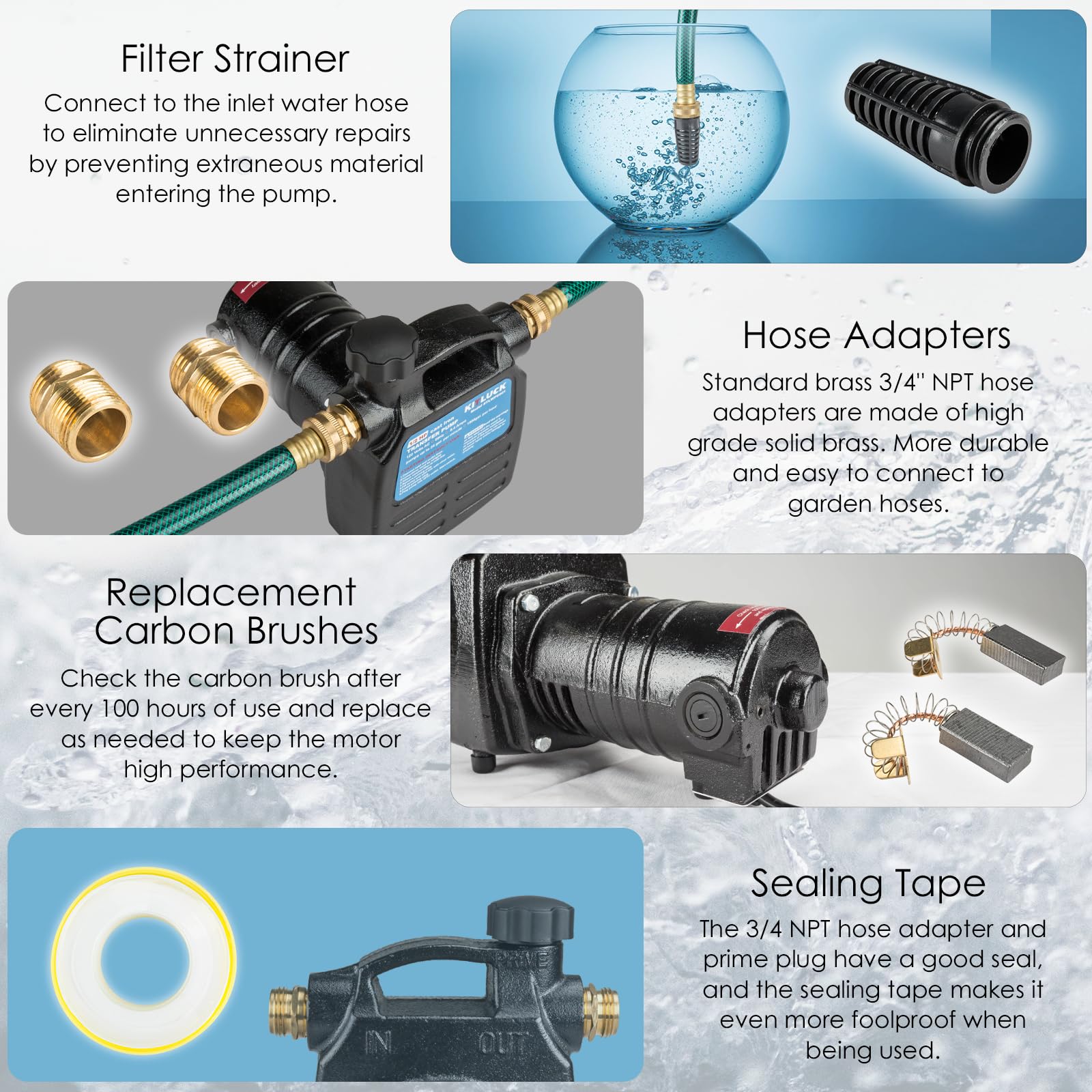 KITLUCK pump in use for basement drain demonstrates powerful pumping capability.