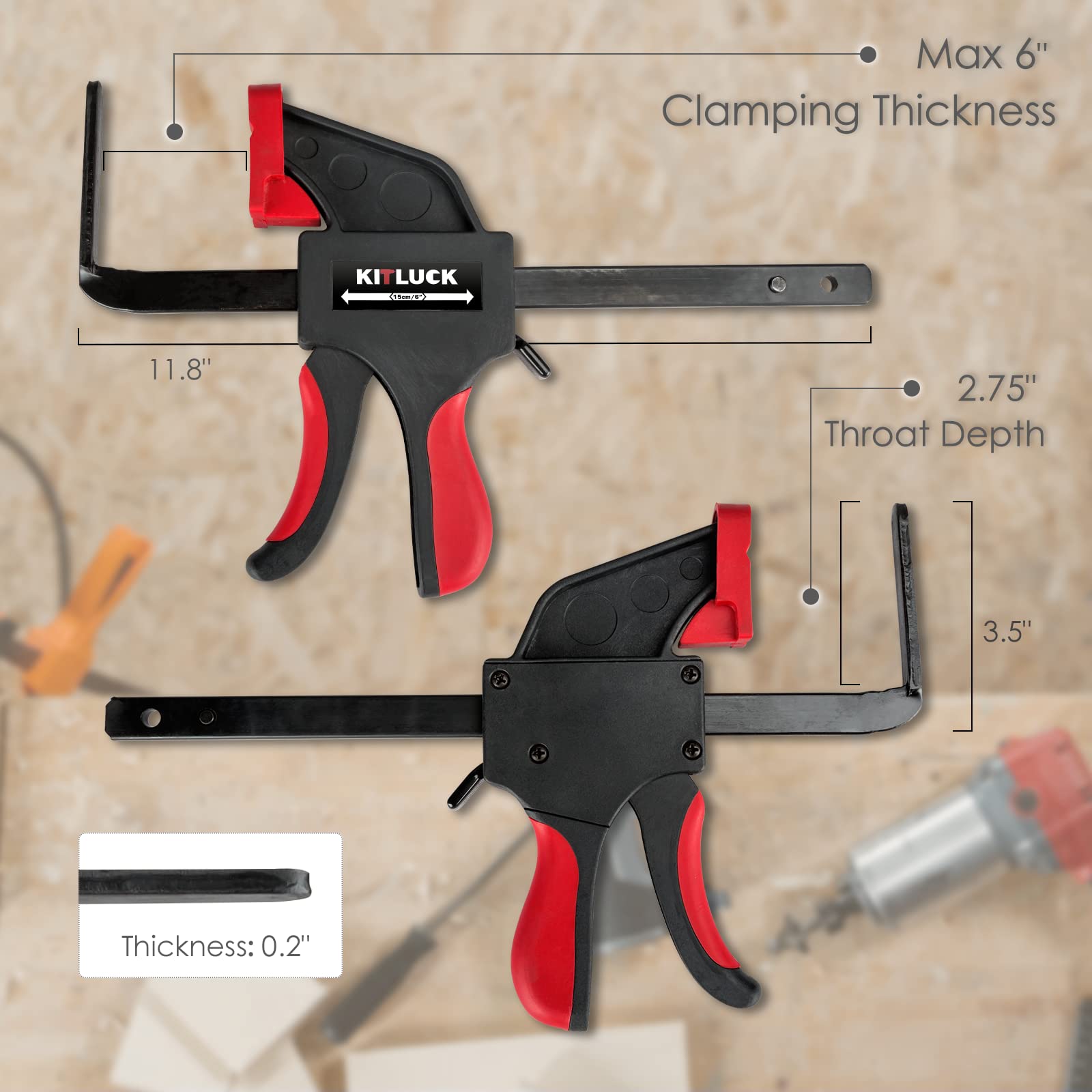 KITLUCK quick-release clamp demonstrated with one-handed operation on a rail.