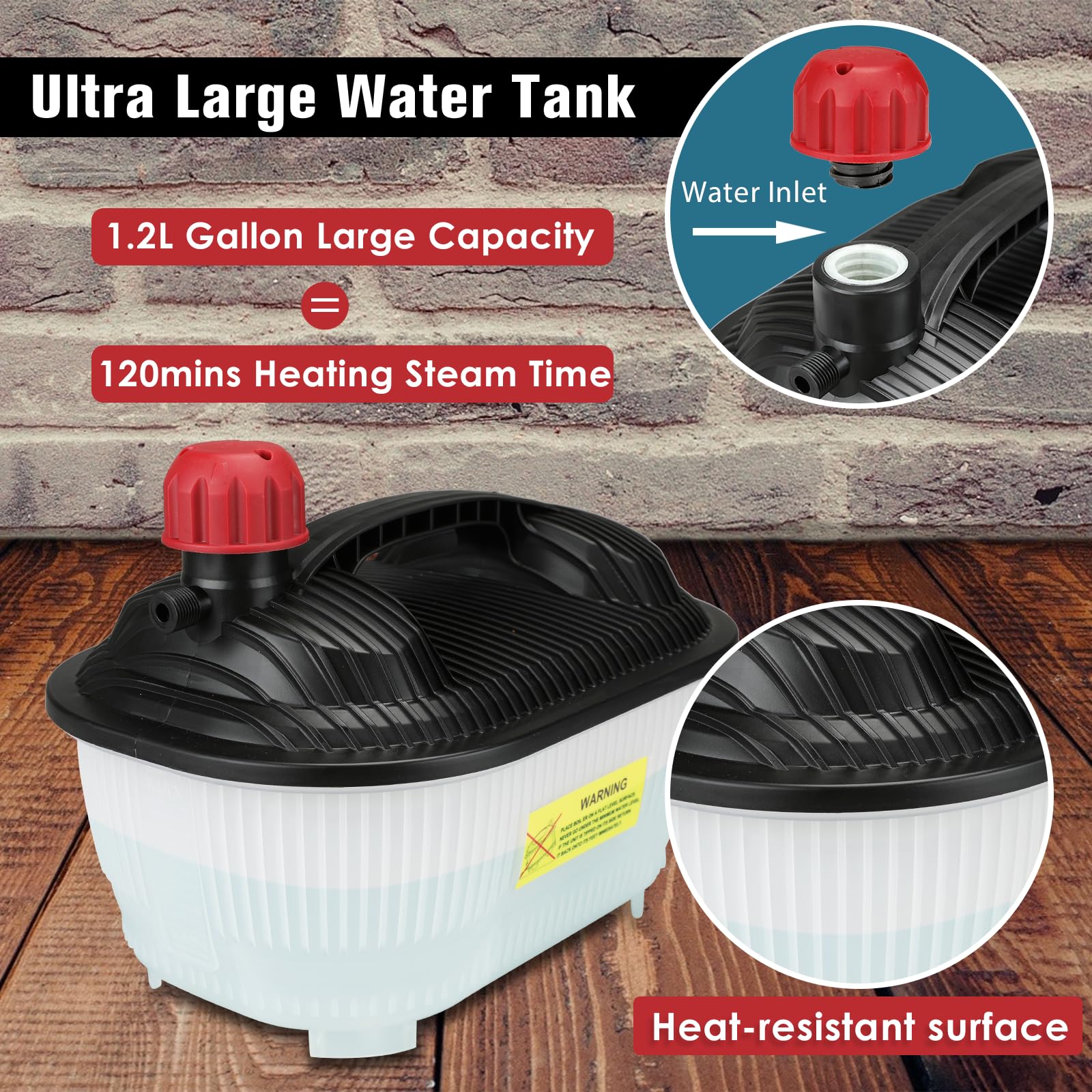 KITLUCK Wallpaper Steamer 1.2 gallon tank supports longer cleaning sessions.