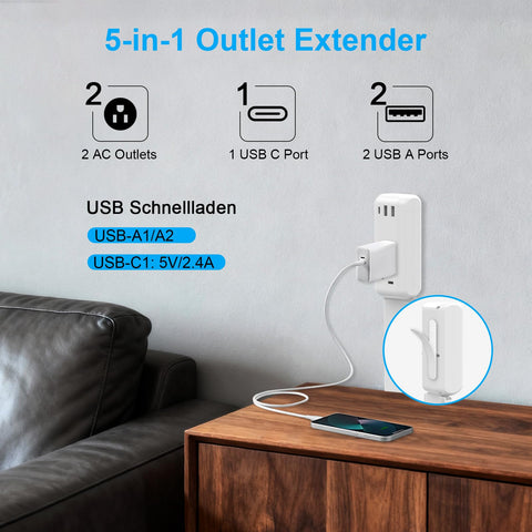 KITMODFN safety-certified outlet extender with flame-retardant material for home or office