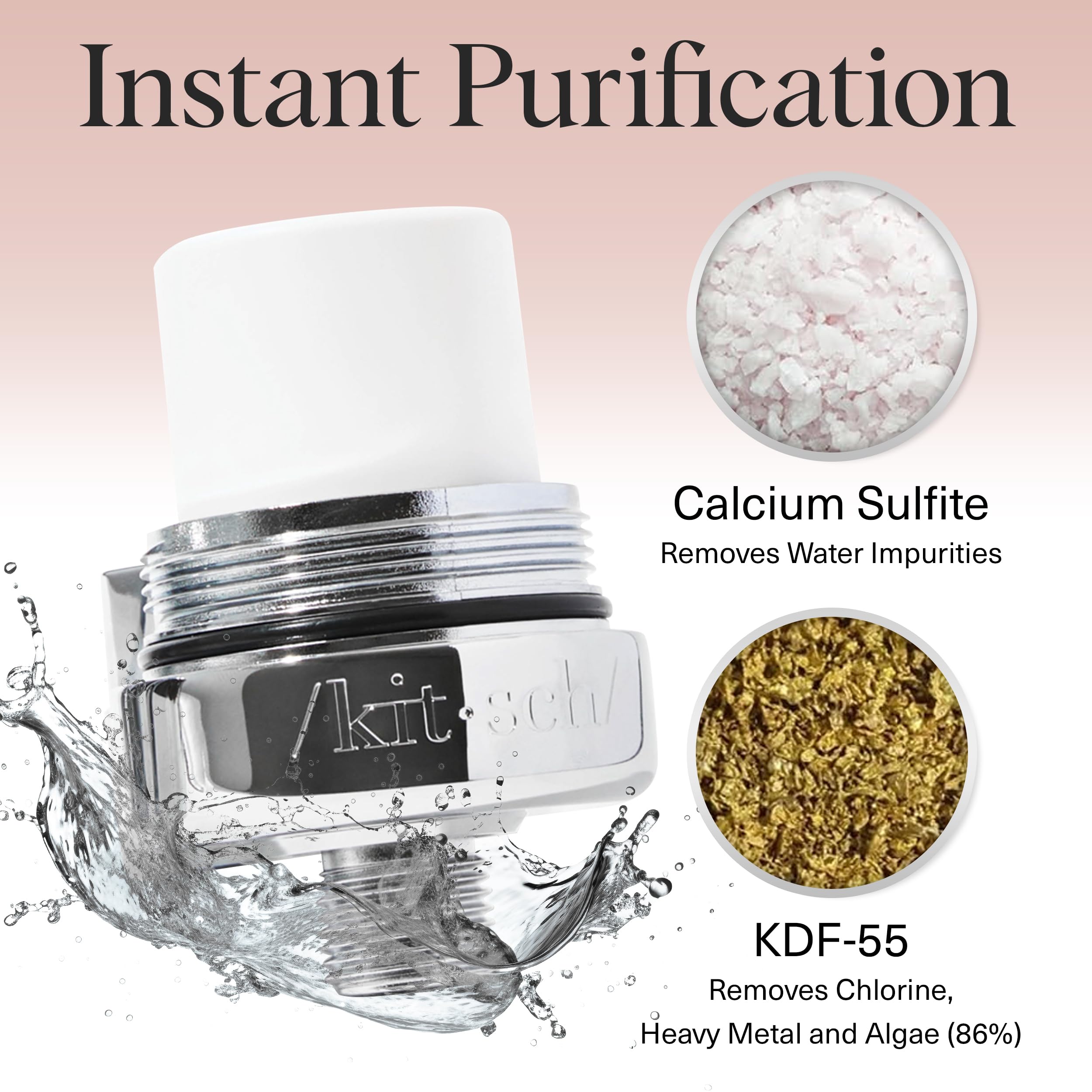 Kitsch spa-like bathroom routine demonstrates refreshing daily ritual with purified water.