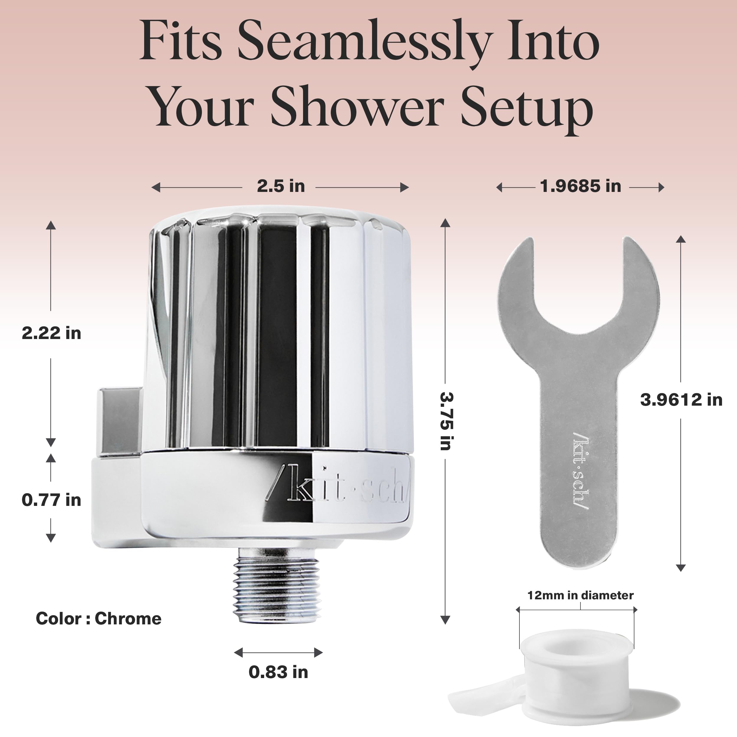 Kitsch chrome finish detail highlights a sleek bathroom upgrade that coordinates with fixtures.