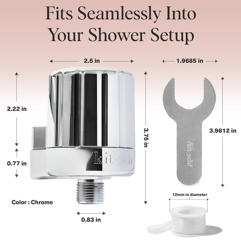Kitsch chrome finish detail highlights a sleek bathroom upgrade that coordinates with fixtures.