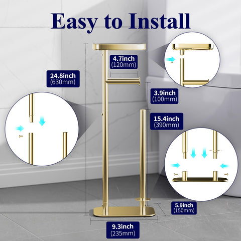 Kitsure anti-slip base keeps the holder stable on bathroom floors.