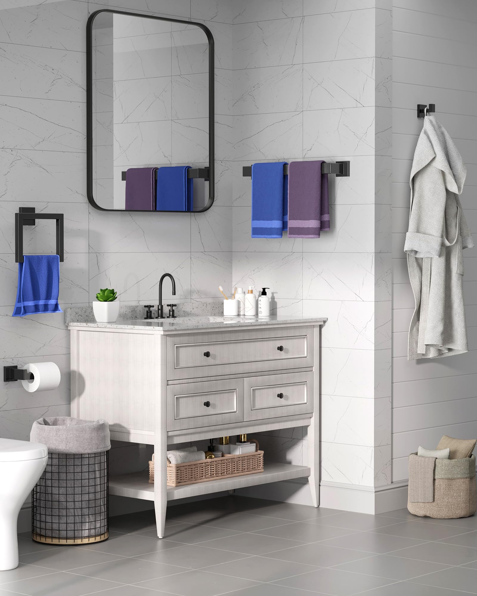 Kitsure matte black finish creates cohesive, modern hardware look.