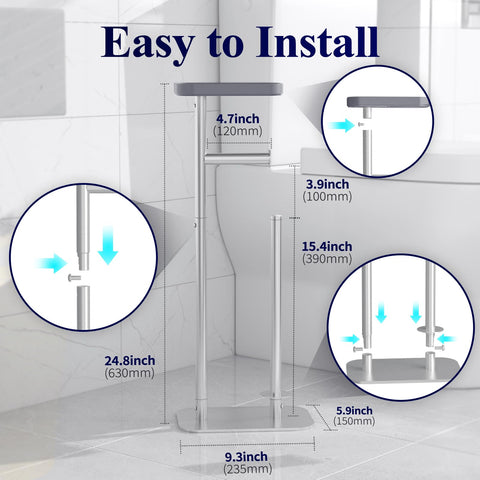 Kitsure large capacity stand stores extra rolls and keeps them dry.