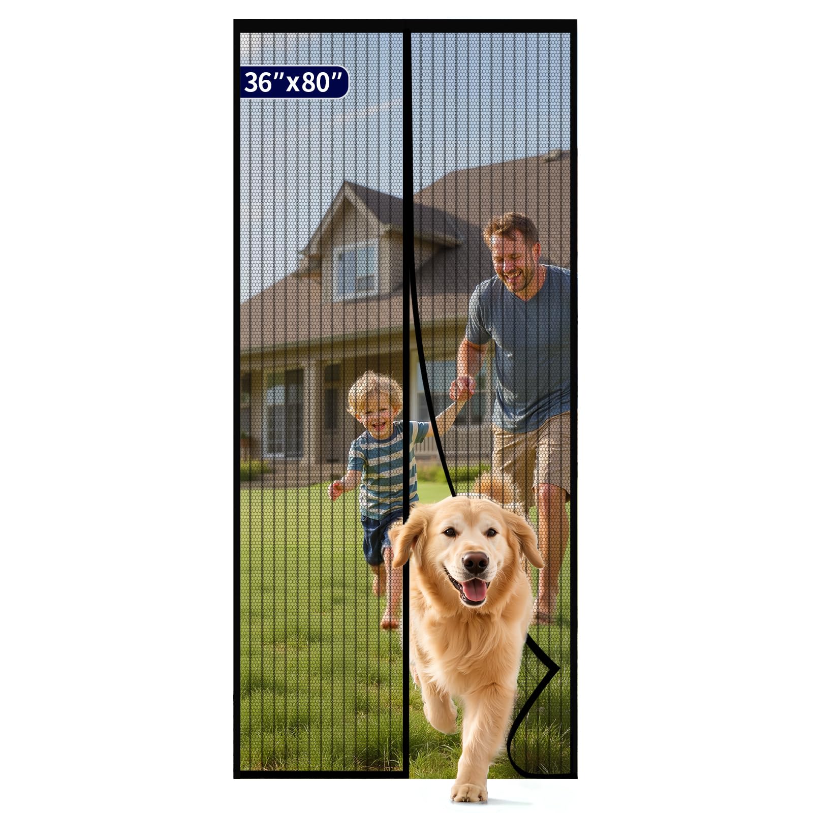 Kitsure magnetic screen door 36x80 front-door view blocks insects while letting fresh air in.
