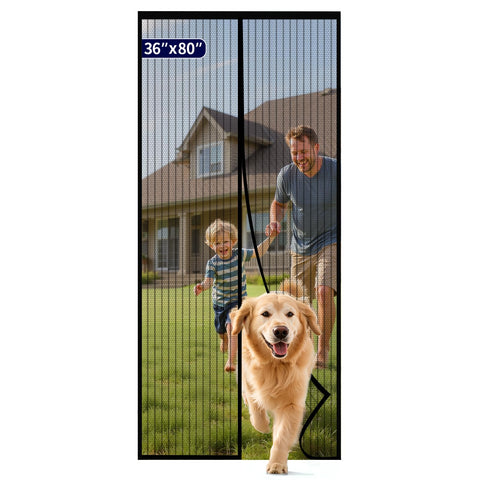 Kitsure magnetic screen door 36x80 front-door view blocks insects while letting fresh air in.