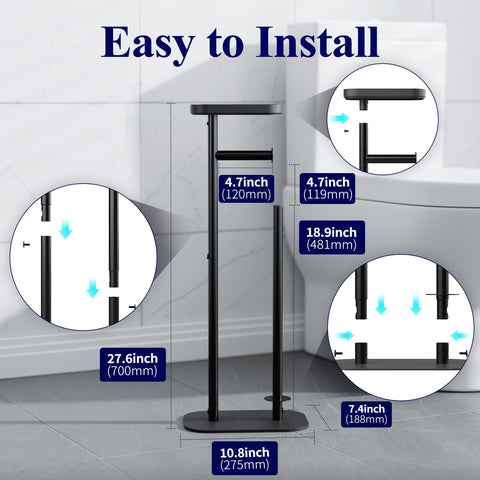 Kitsure toilet paper holder base with rubber pad for stability and floor protection.