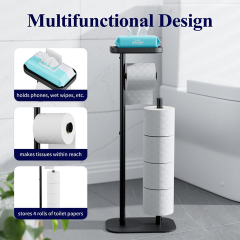 Kitsure free-standing shelf stores phone and small items within reach.