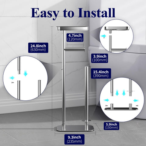 Kitsure toilet paper holder stand anti-slip base keeps it steady during daily use.
