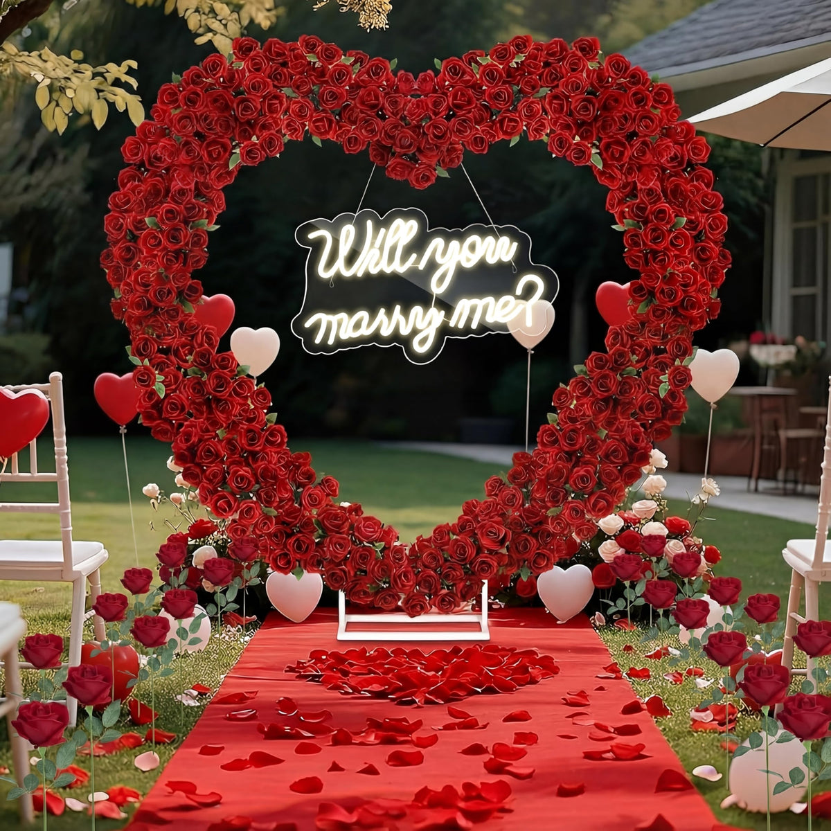 Kittmip proposal neon heart light highlighting the romantic setup for photos