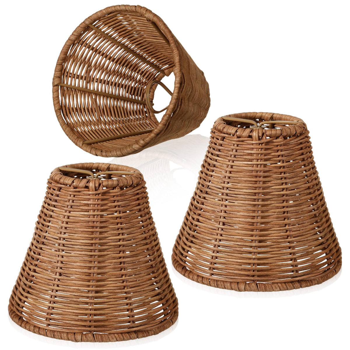 Kittmip rattan lamp shade set-3-clip-on for quick living room upgrade.