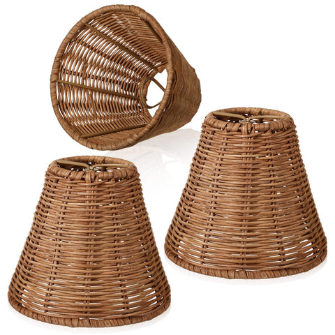 Kittmip rattan lamp shade set-3-clip-on for quick living room upgrade.