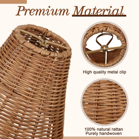 Kittmip rattan lamp shade vintage-boho-front-view for warm ambience.