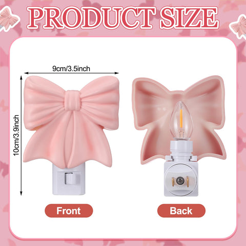 Kittmip resin pink bow night light adds decorative charm.