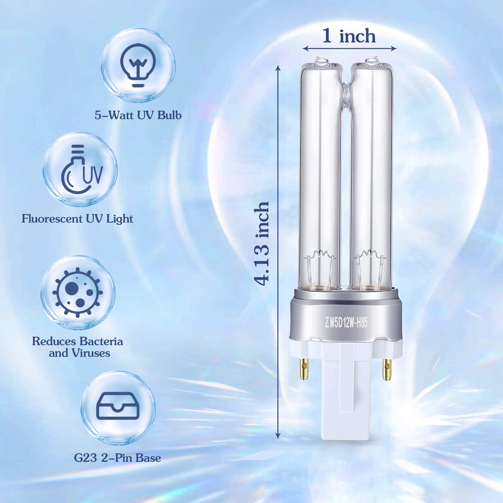 Kittmip UV-C bulb base with G23 2-pin connection for simple swaps.