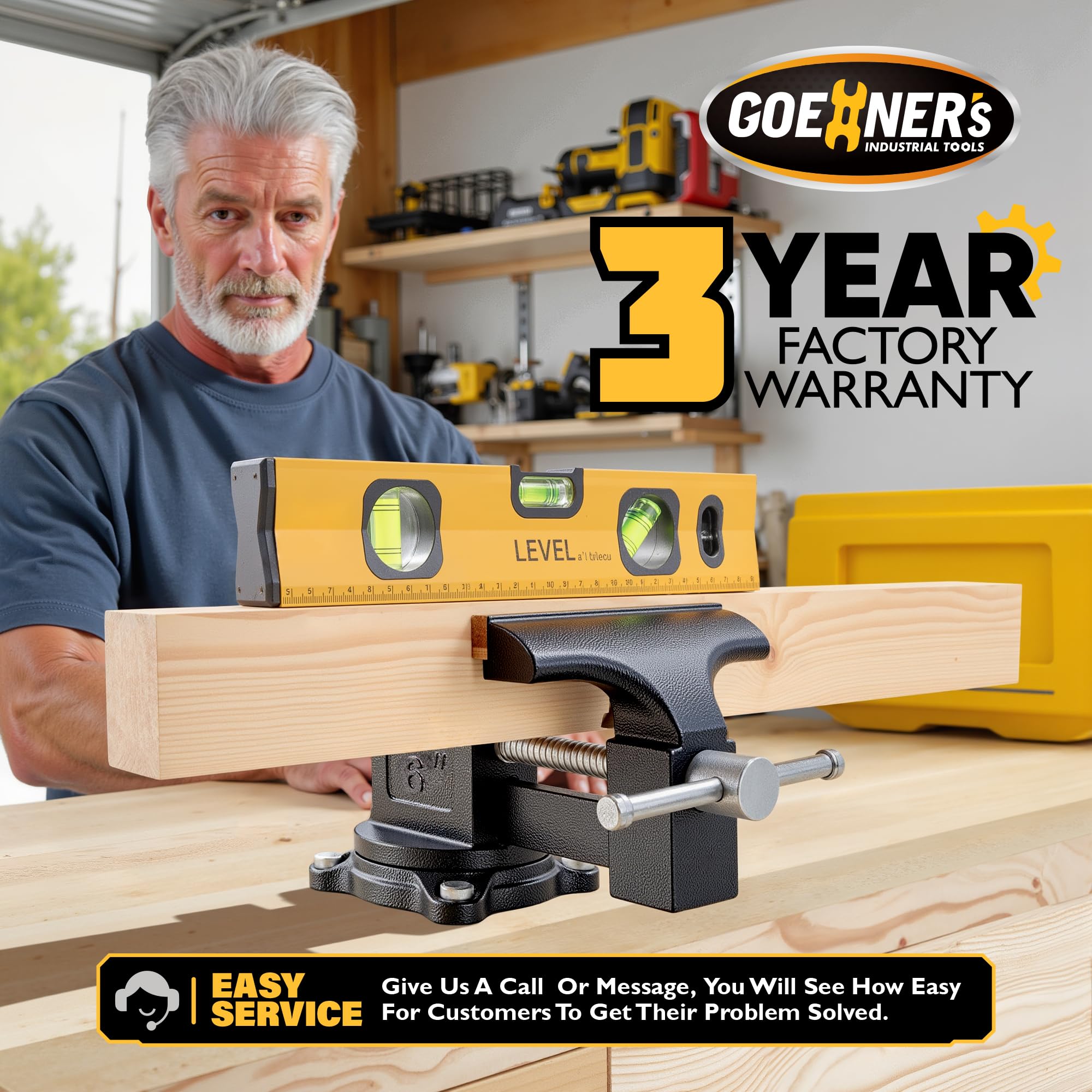 Kitvance woodworking setup with bench vise in use.
