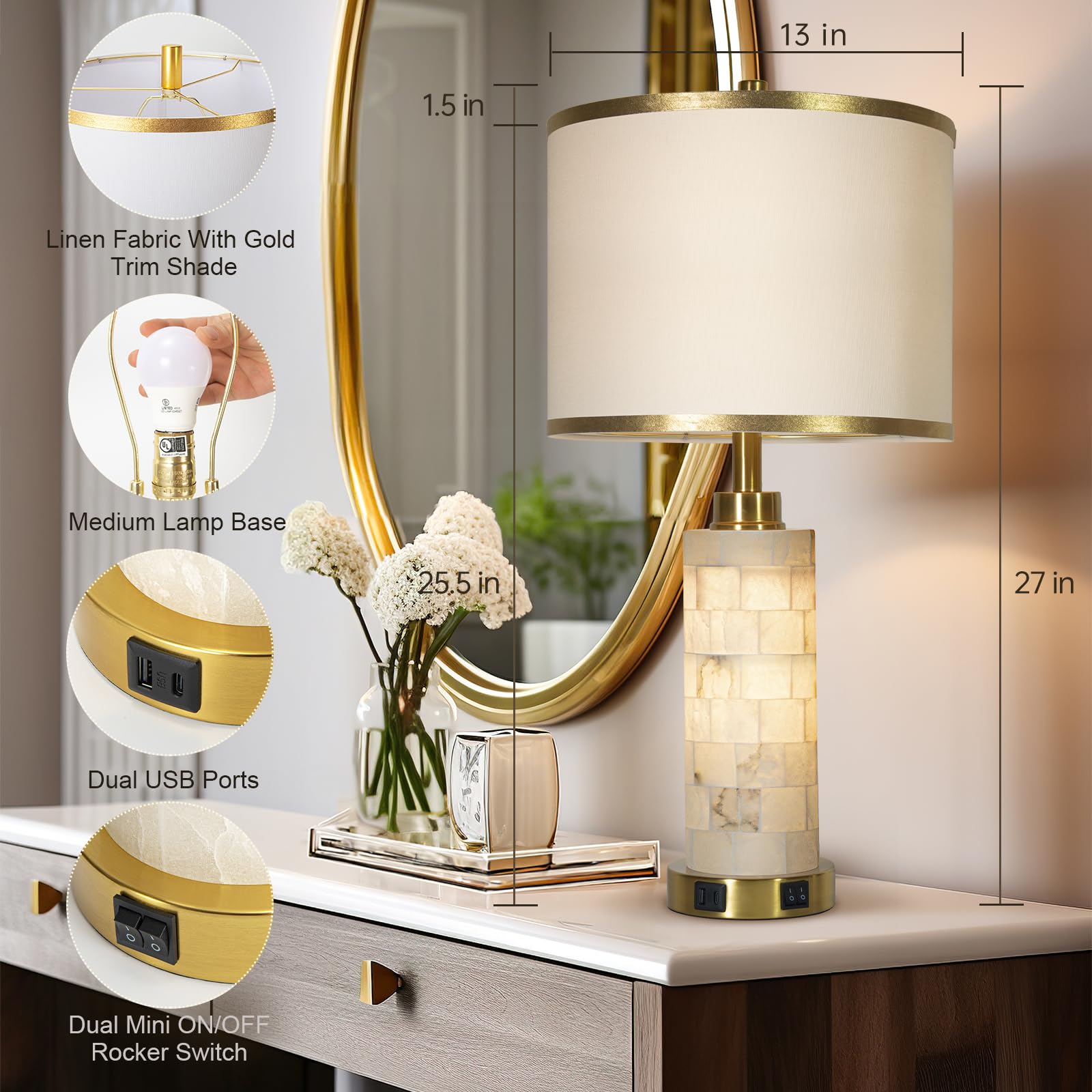 KIVDITZO lamp base with USB charging ports to power devices.