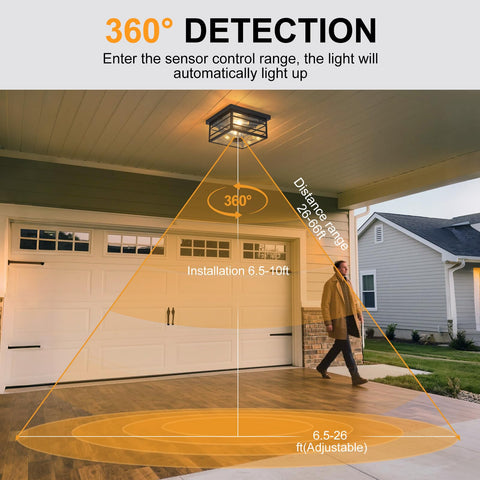 KiwiLusam flush-mount porch light showcases clean lines and neat, even illumination.
