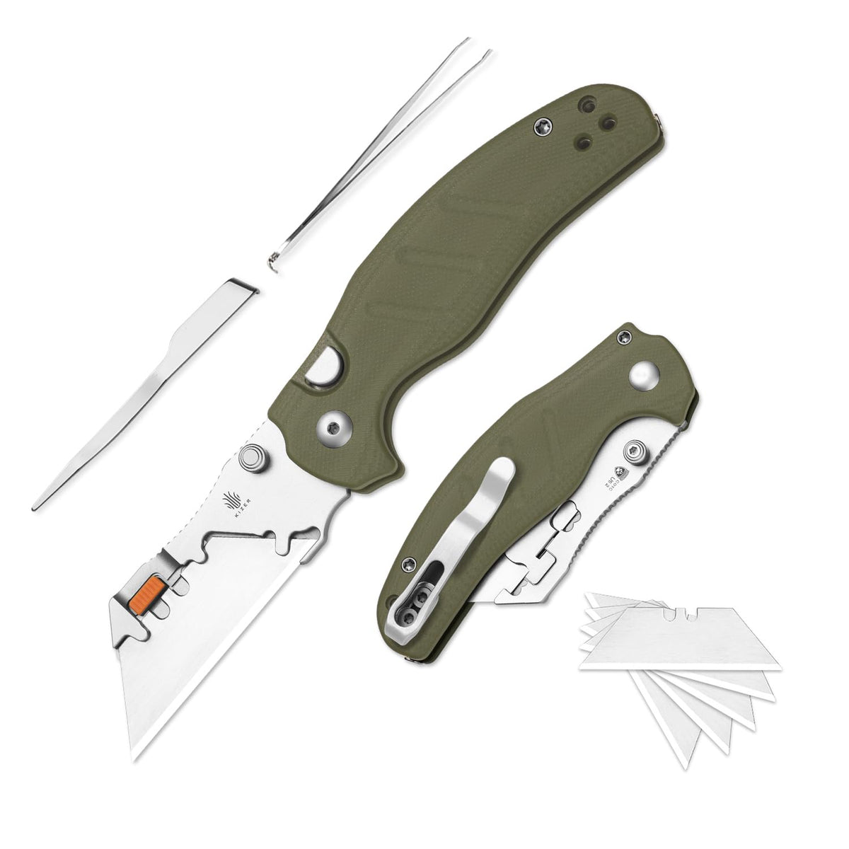 Kizer C01C Uti 2 box cutter open showing practical everyday cutting versatility
