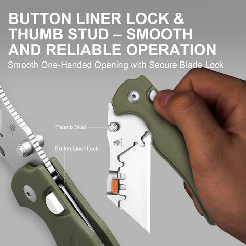 Kizer C01C Uti 2 button liner lock demonstrates secure blade retention