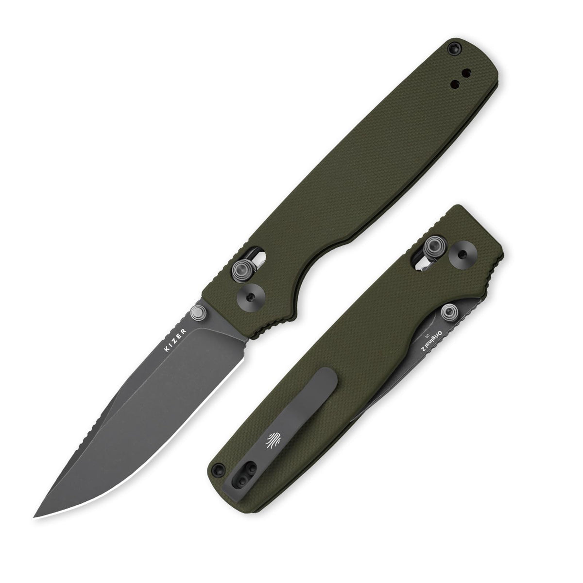 Kizer Original 2 clutch lock knife in hand, showcasing secure one-handed operation.