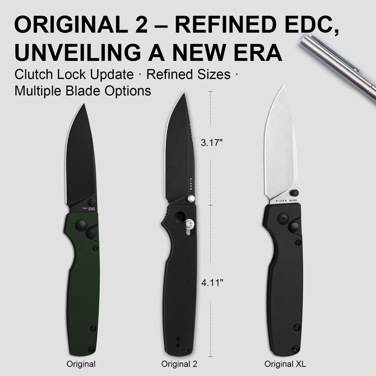 Kizer Original 2 drop point blade for balanced cutting performance