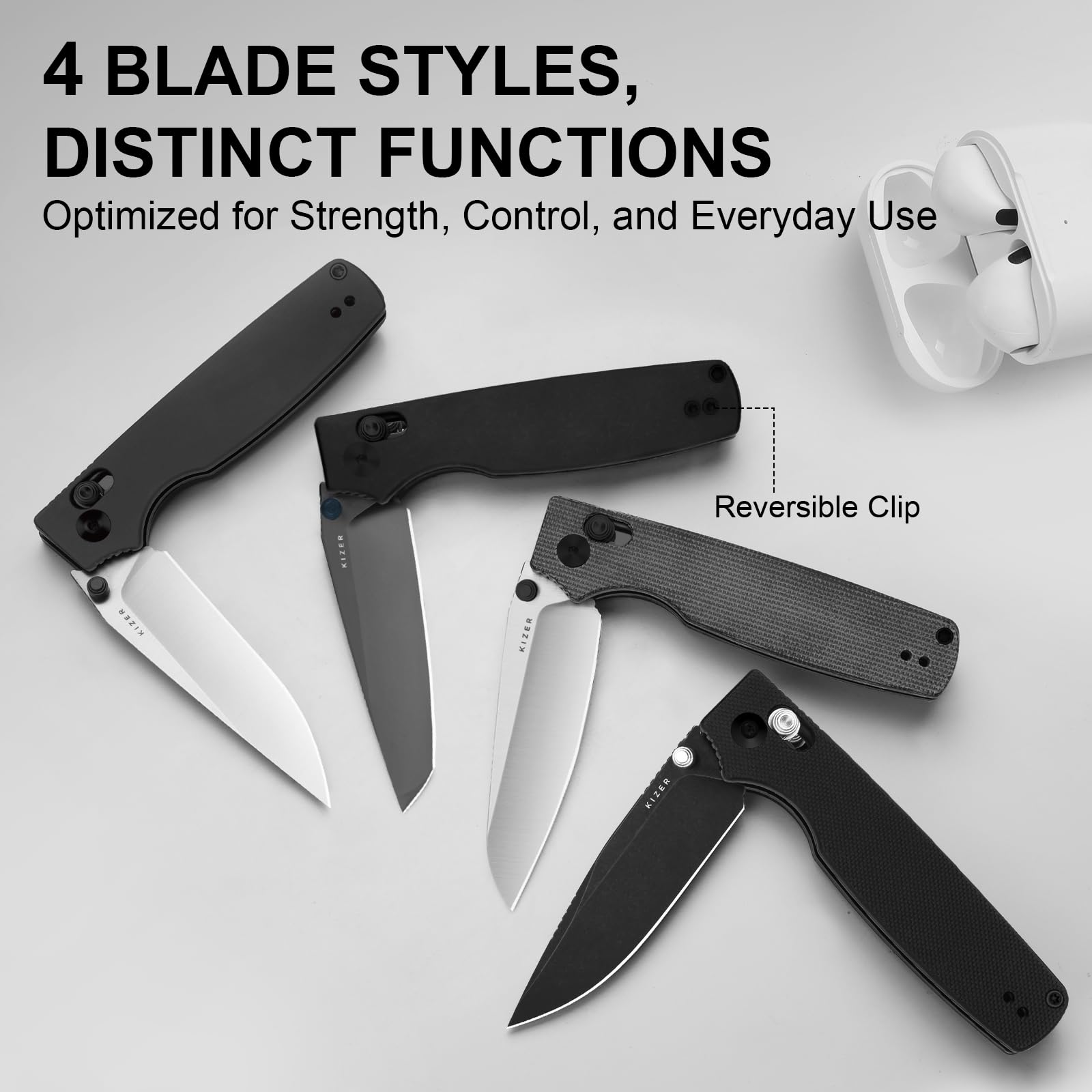 Kizer Original 2 thumb stud enables fast one-handed deployment