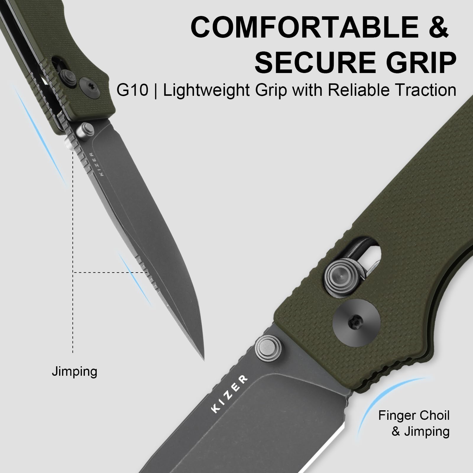 Kizer Original 2 pocket clip shown for versatile carry options.